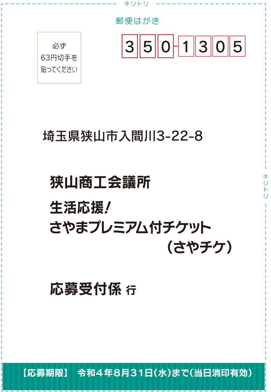 さやまのお店全力応援チケット（さやチケ）表